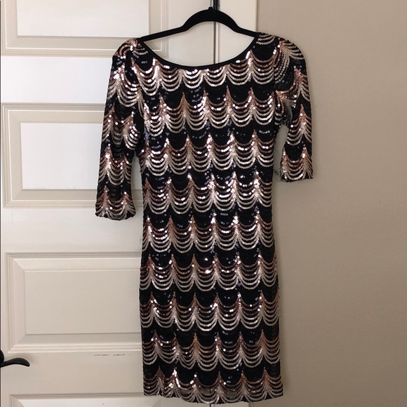 Midnight Doll Dresses & Skirts - Midnight Doll Black & Gold Sequin Cocktail Dress
